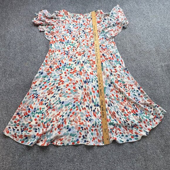 Anthropologie Maeve Dress‎ XS Watercolor Ruffled Sleeve Cold Shoulder Boho Flowy - Picture 10 of 12